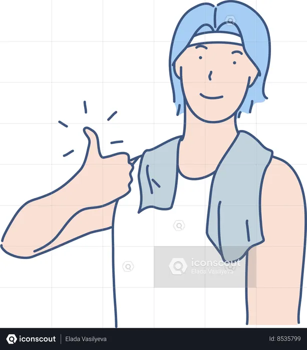 Boy Showing Thumbs Up  Illustration