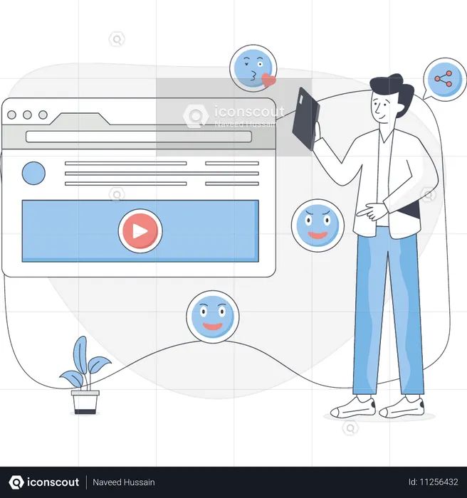 Boy showing website feedback  Illustration