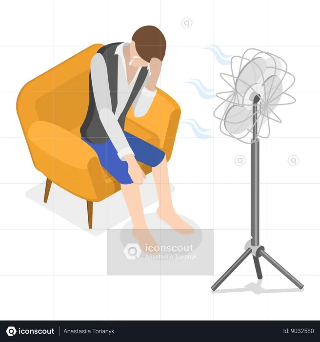 Boy sitting and crying in summer  Illustration