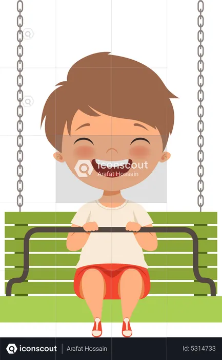 Boy sitting in swing  Illustration