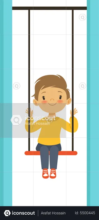 Boy sitting in swing  Illustration