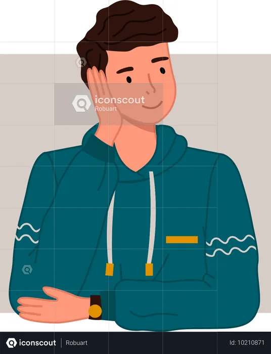 Boy sitting wearing sweater  Illustration