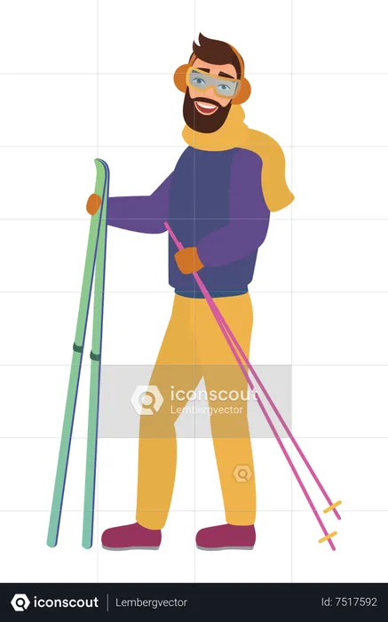 Boy Skiing  Illustration