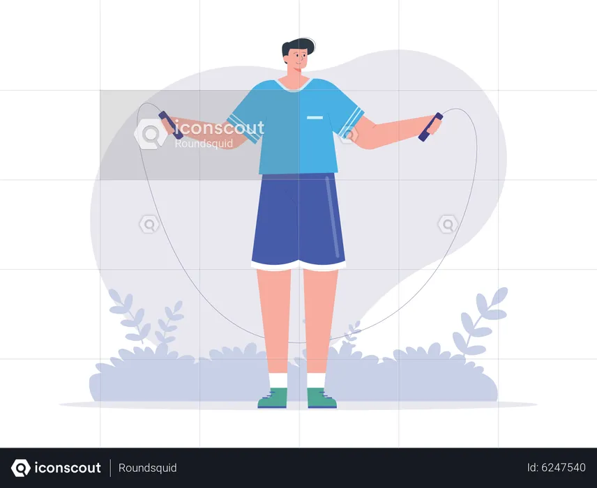 Boy skipping rope  Illustration