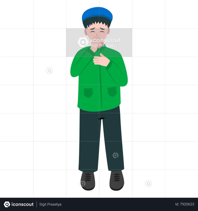 Boy Sneezing With Runny Nose  Illustration