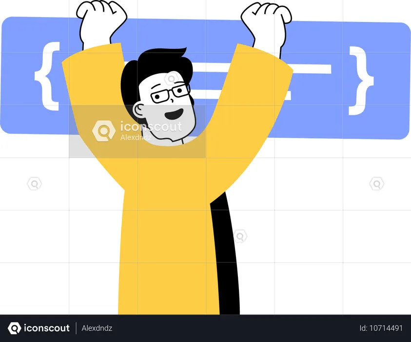 プログラミングスクリプトを解く少年  イラスト