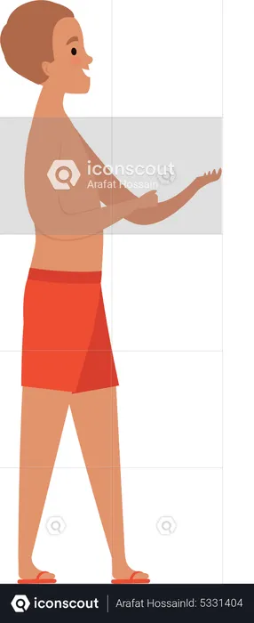 Boy standing in shorts  Illustration