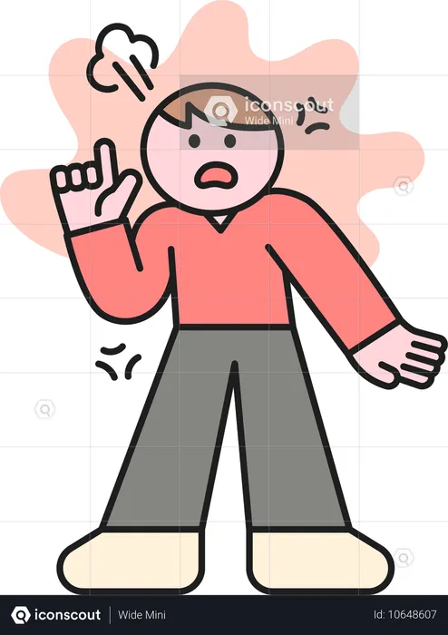 Boy standing while pointing up  Illustration