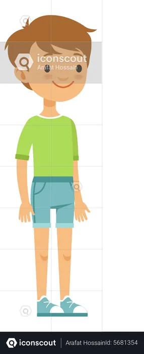 Boy standing while wearing tshirt and shorts  Illustration