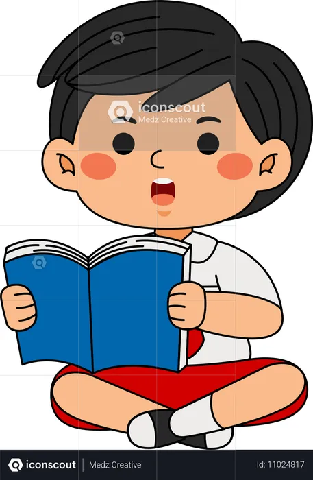 Boy standing with book  Illustration