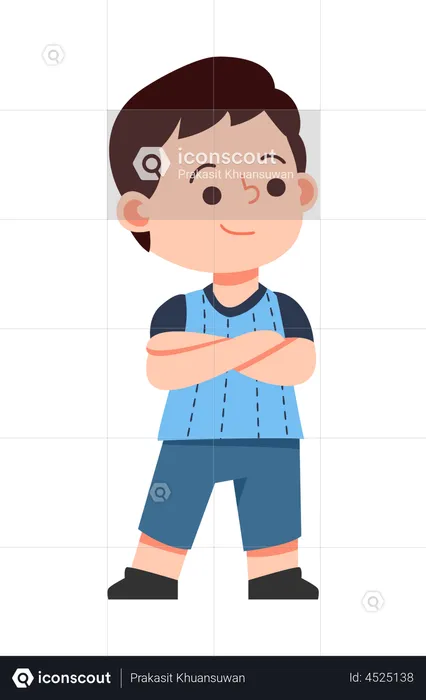 Boy standing with cross hand  Illustration