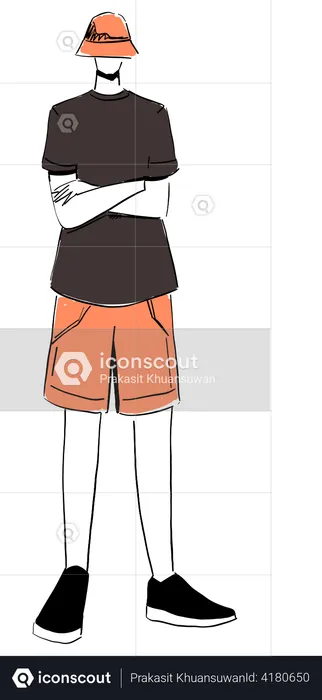 Boy standing with folded hands  Illustration
