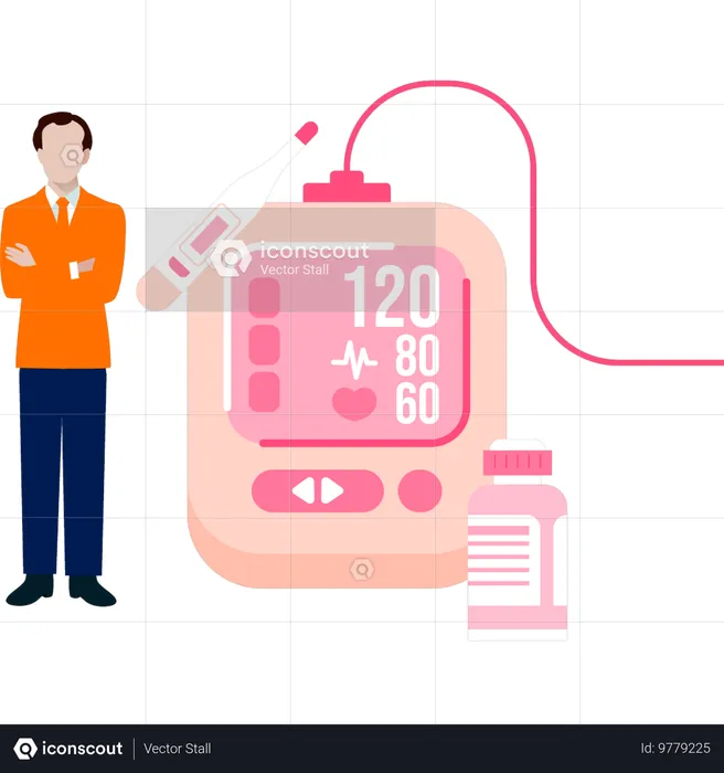 Boy standing with heart readings  Illustration