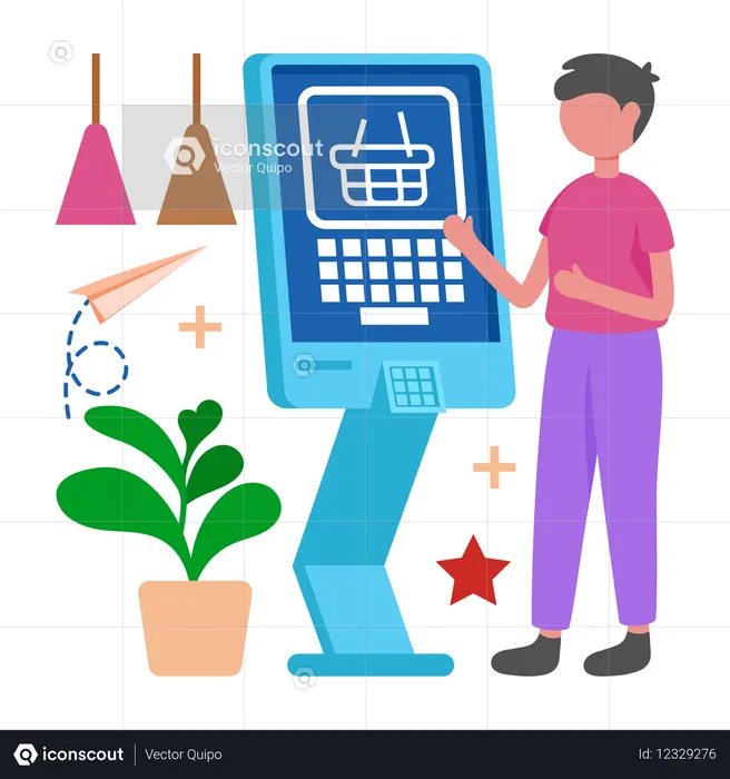 Boy Stay Connected with Smart Display  Illustration