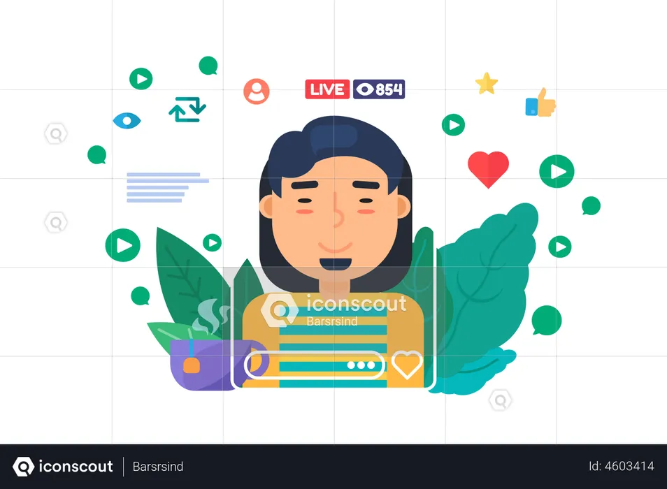 Boy streaming on social media  Illustration