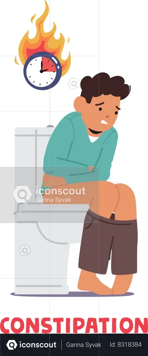 Boy Struggling With Constipation  Illustration