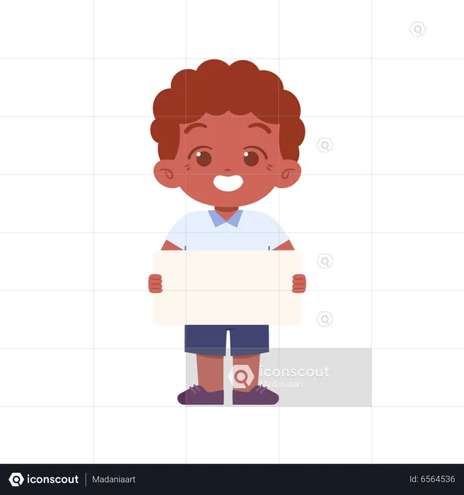 Boy Student Holding Blank Paper  Illustration