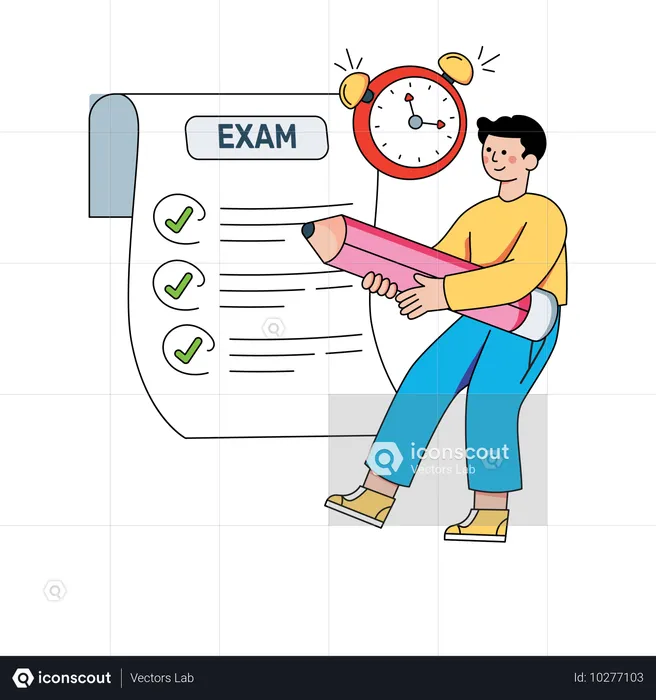 Boy student is giving during exam time  Illustration