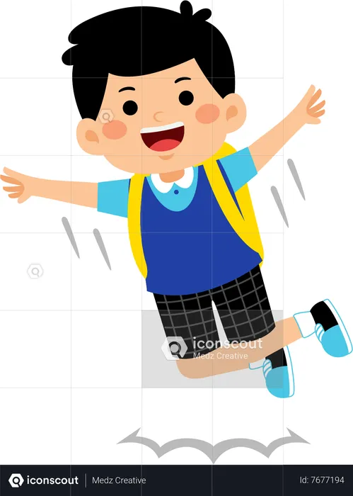 Boy student jumping in air  Illustration