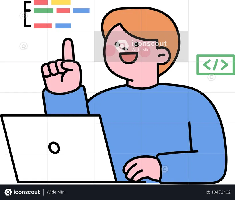 Boy student learning coding  Illustration