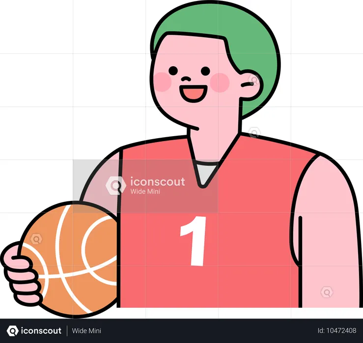 Boy student participating in school basketball  Illustration