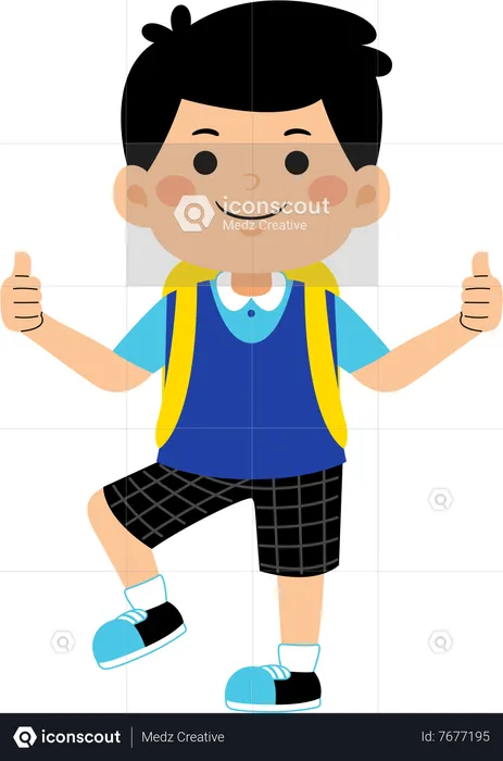 Boy student showing thumbs up  Illustration