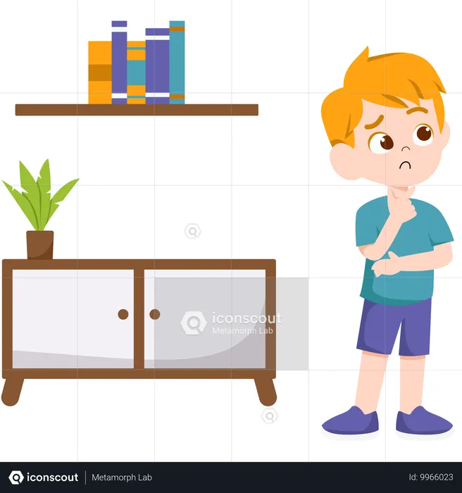 Boy student thinking something  Illustration