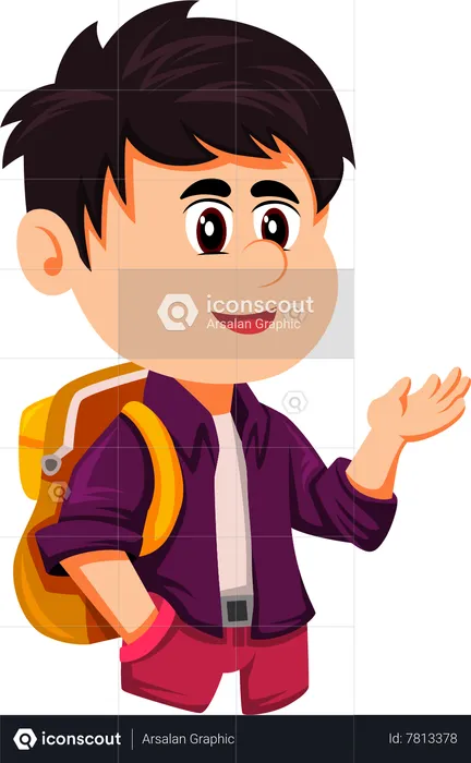 Boy Student with bag  Illustration