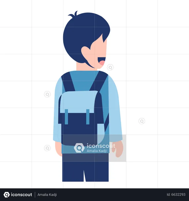Boy Student With Schoolbag  Illustration