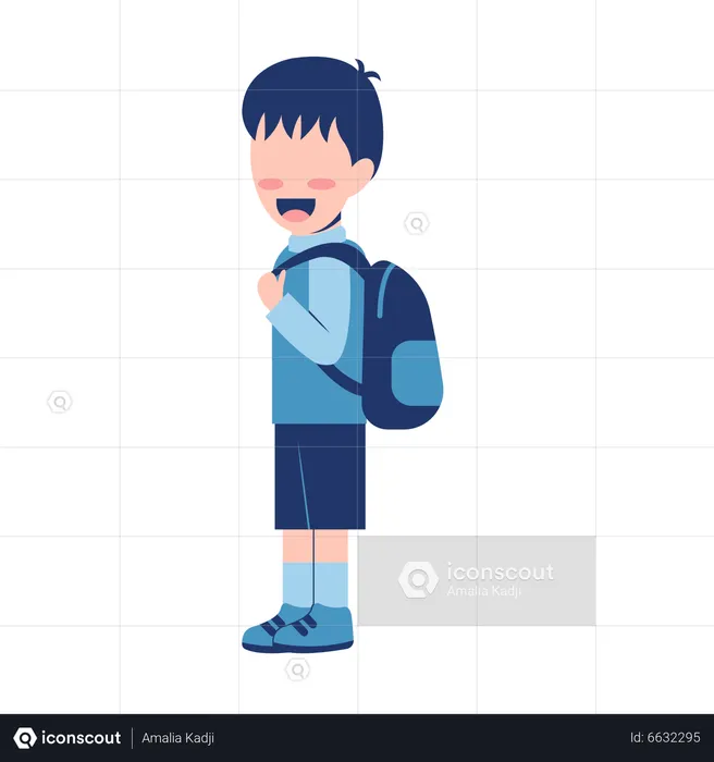 Boy Student With Schoolbag  Illustration
