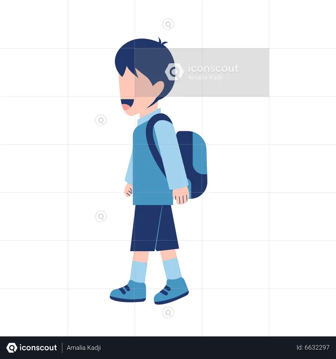 Boy Student With Schoolbag Walking  Illustration