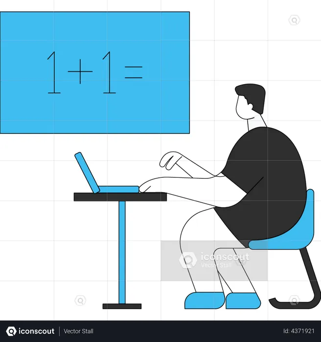 Boy studying maths  Illustration