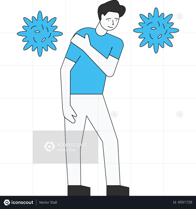Boy suffering from body pain  Illustration