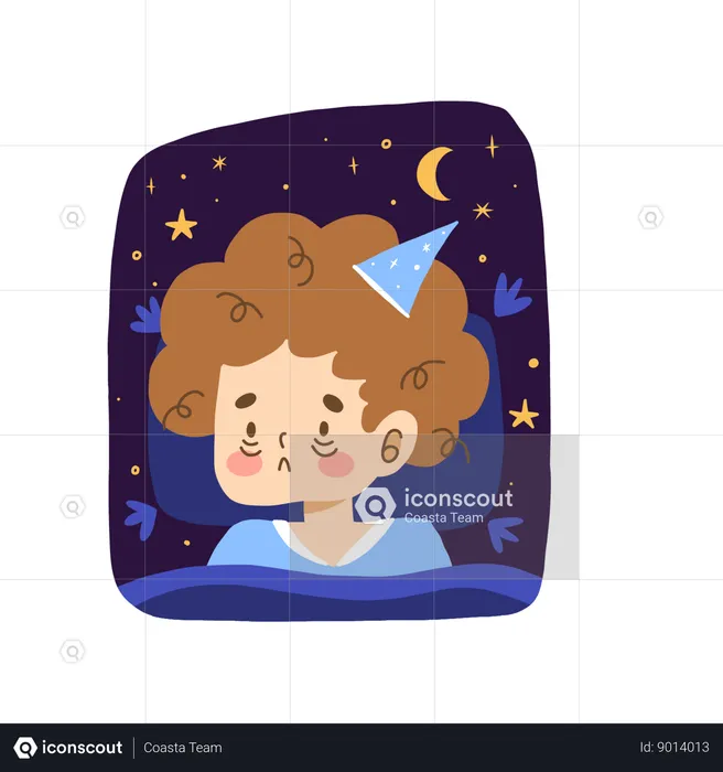 Boy suffers from insomnia  Illustration