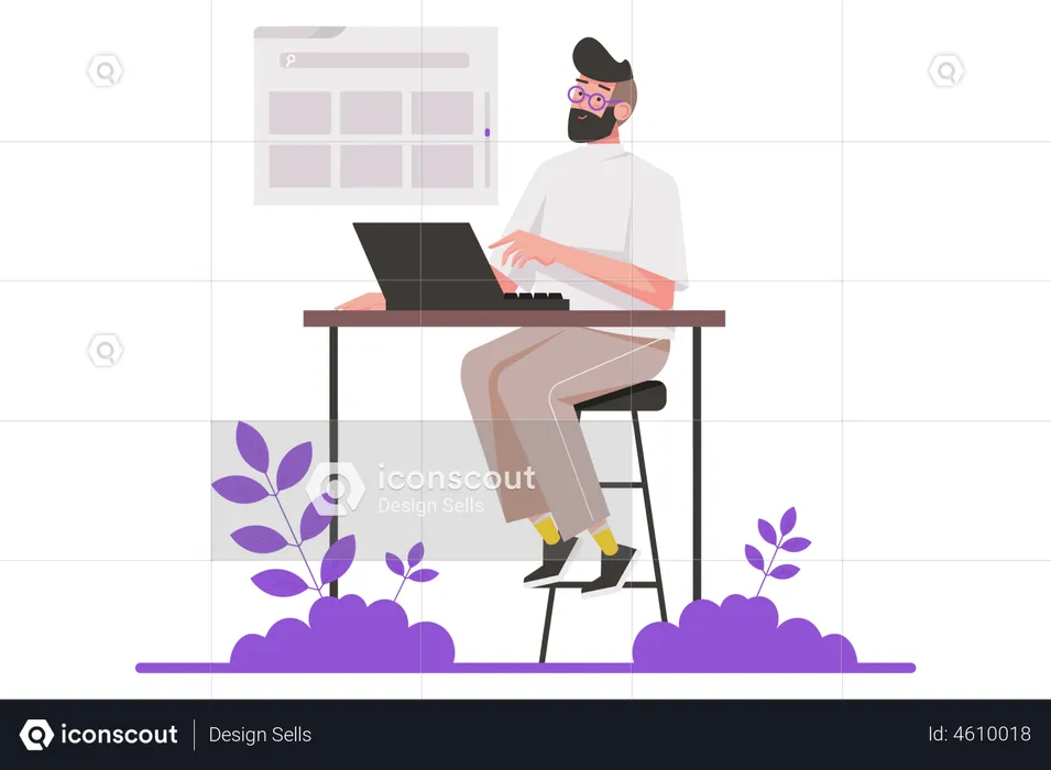 Boy Surfing Internet  Illustration