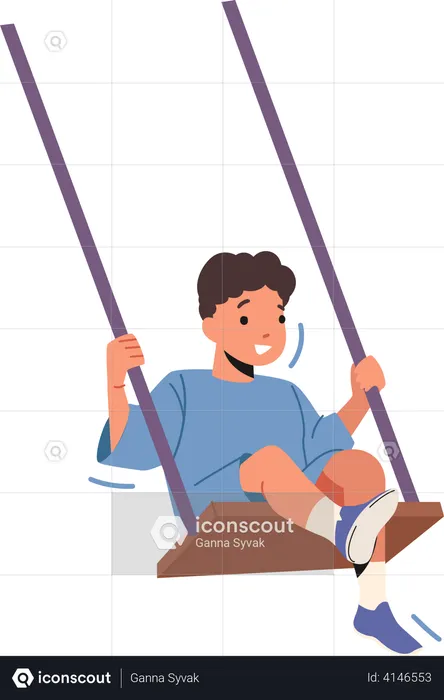 Boy Swinging on swing  Illustration
