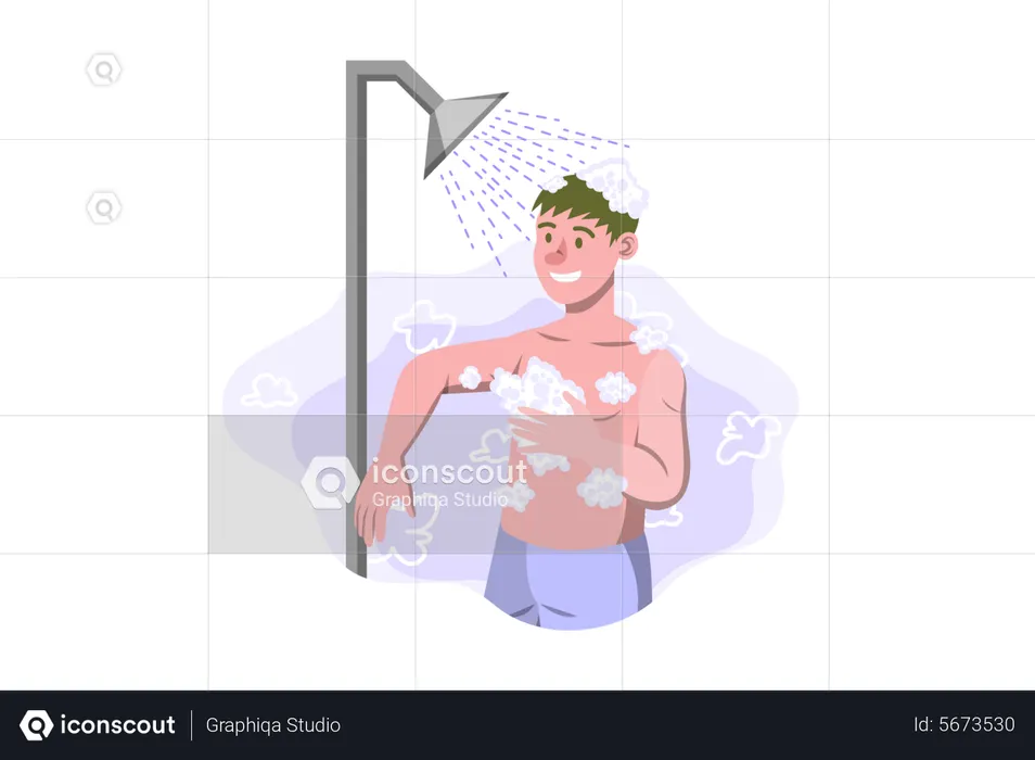 Best Boy taking bath in the shower Illustration download in PNG ...