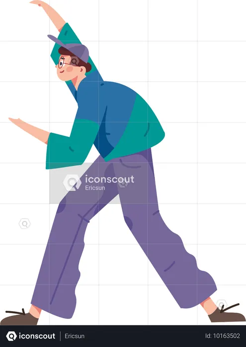 Boy taking measurement with hands  Illustration