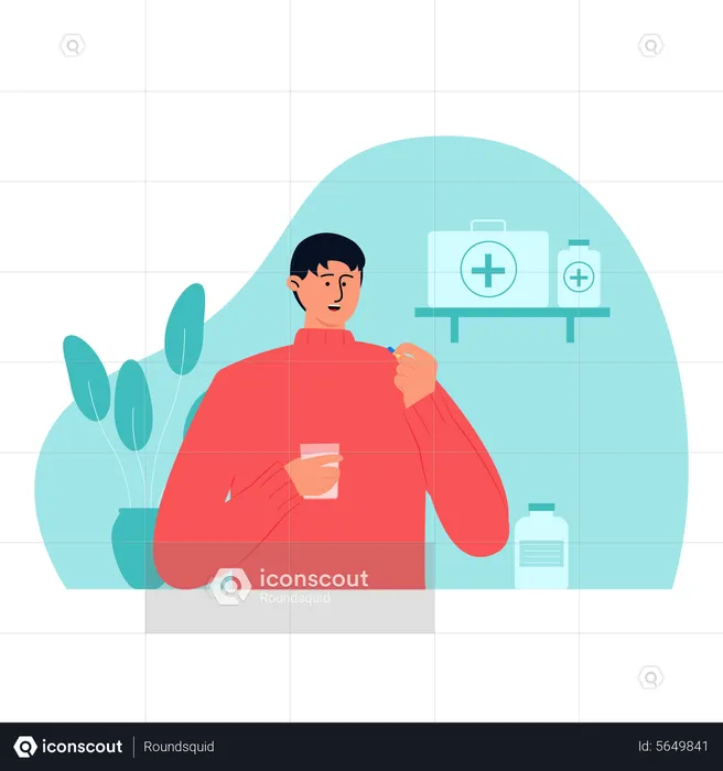 Man taking medicine  Illustration