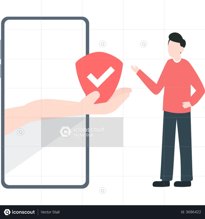 Boy taking online health insurance  Illustration