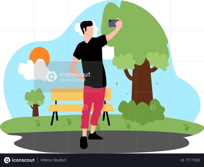 Boy taking selfie  Illustration