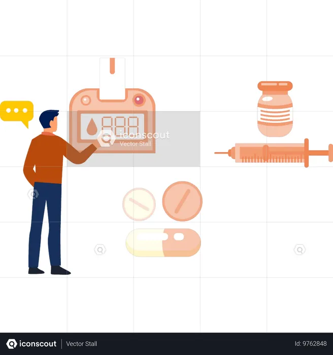 Boy talking about diabetes  Illustration