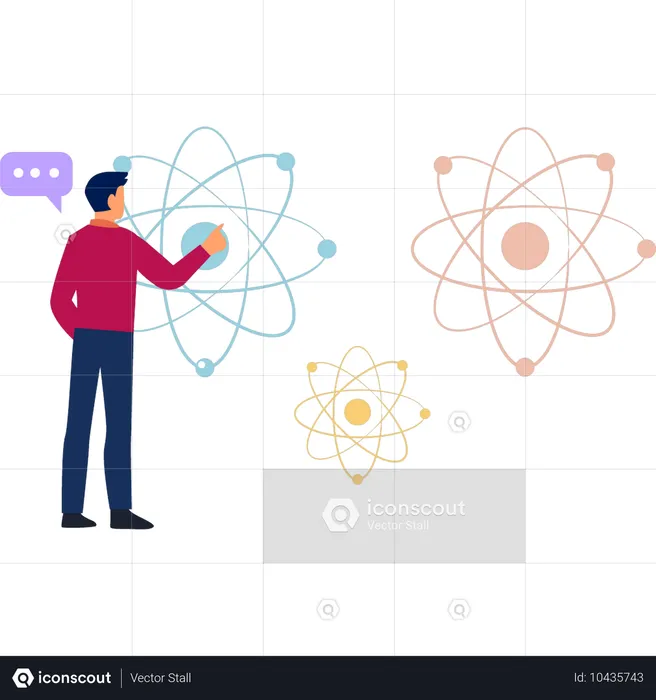 Boy talking about nuclear molecule  Illustration