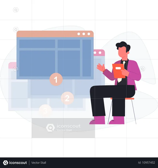 Boy talking about website  Illustration