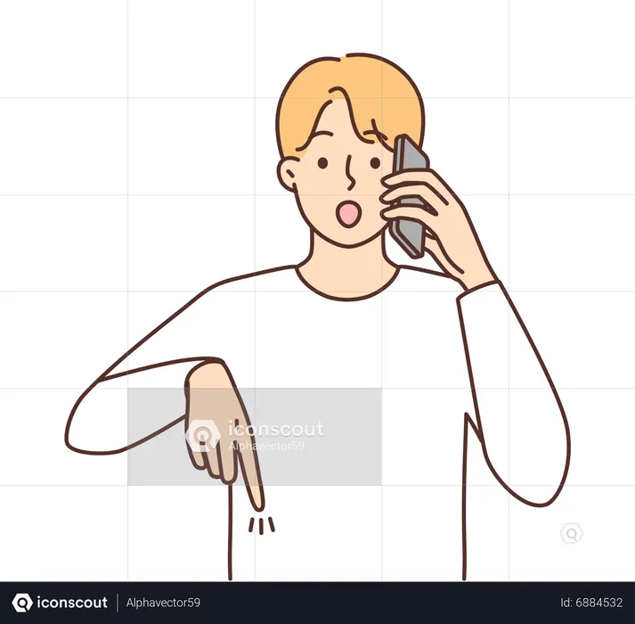 Boy talking on phone  Illustration