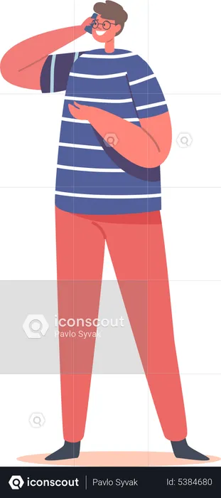 Boy talking on smartphone  Illustration