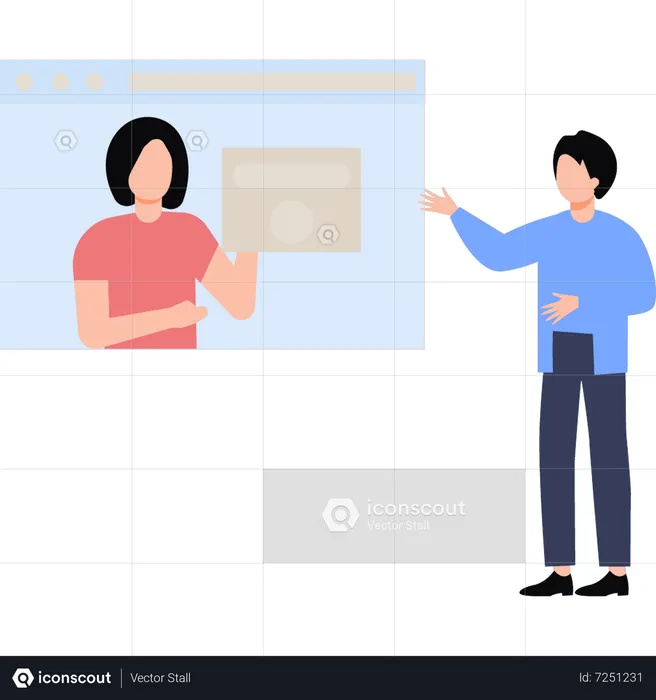 Boy talking to girl online  Illustration