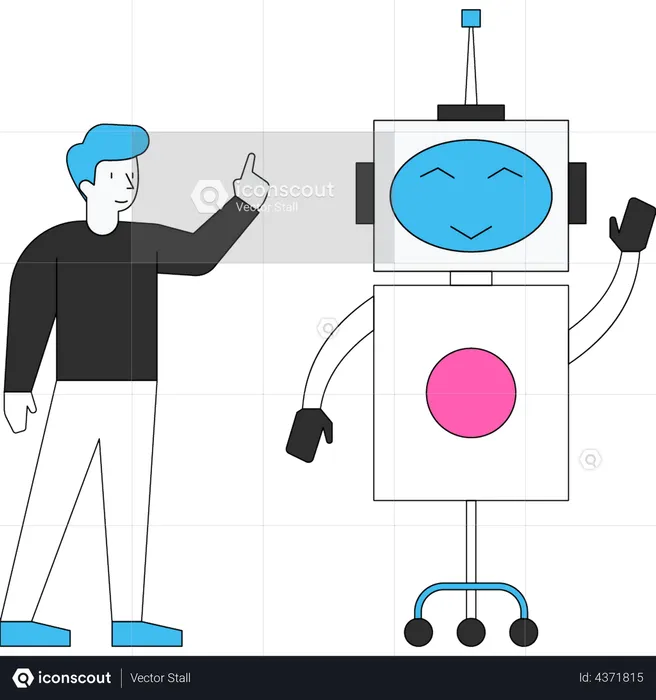 Best Boy teaching robot Illustration download in PNG & Vector format