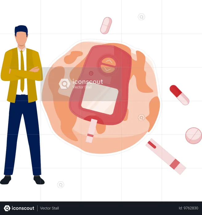 Boy telling about worlds best diabetic medicines  Illustration