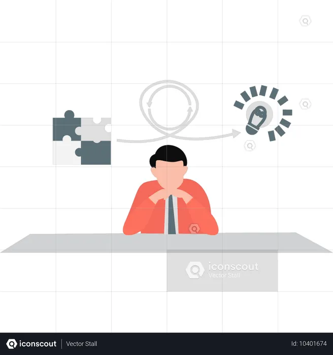 ビジネスの問題と計画について考える少年  イラスト